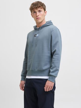 Jack & Jones Kapuzensweatshirt JACK & JONES JJPAN SWEAT HOOD, Herren, Gr. M, grau (stormy weather), angeraute Sweatware, Obermaterial: 60% Baumwolle, 40% Polyester