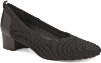 Ros Hommerson Hester Pump in Black Knit Black Leather at Nordstrom, Size 10.5