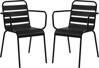 VENTE-UNIQUE.COM Juego de 2 sillas de jard&iacute;n acero negro
