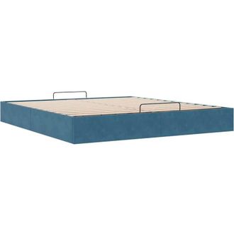 vidaXL Ottoman Bed Frame No Mattress Dark Blue 200x200 cm Velvet vidaXL