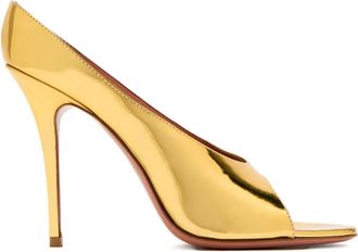 Amina Muaddi 105mm peep-toe sandals - women - Fabric/Satin/Satin - 39 - MIRGOL MIRROR GOLD