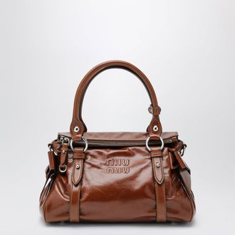 Miu Miu Medium top-handle bag in glossy Palisander leather
