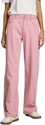 Pepe Jeans London Loose St Hw Stripe Jeans - Dames - Regular Fit Jeans - Roze - W31 - Katoen - Jeans