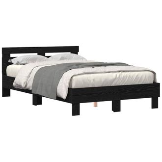 Berkfield Home Oak Bed Frame Black Oak Engineered Wood 135 x 190 cm Durable