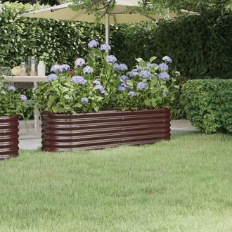 vidaXL Vidaxl - Jardinera Arriate Acero Galvanizado Marr&oacute;n 152x40x36 Cm