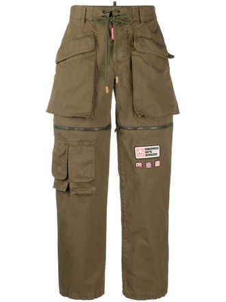 Dsquared2 patch-detail tapered cargo trousers - women - Fabric - 40 - Green