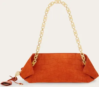 Ferragamo Women Gancini chain folded shoulder bag (S) Orange