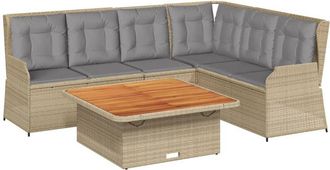 vidaXL Set Muebles De Jard&iacute;n 5 Pzas Con Cojines Rat&aacute;n Sint&eacute;tico Beige Vidaxl