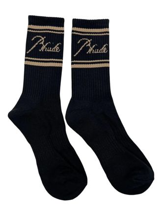 Rhude logo striped socks - Nero