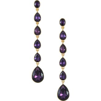 Ettika Teardrop Crystal Linear Earrings in Amethyst at Nordstrom
