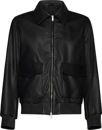 Lardini Zwart Lamsleer Glad Nerf Lederen Jas - Heren - Leren en Su&egrave;de Jassen - Zwart - L - Leer - Jassen