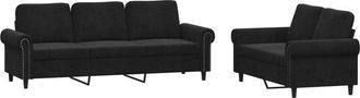 vidaXL Vidaxl - Juego de sofás con cojines 2 piezas terciopelo negro