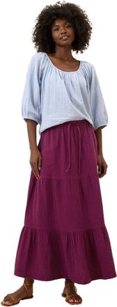 Pact Organic Cotton Coastal Double Gauze Tiered Maxi Skirt in Sangria at Nordstrom, Size Medium