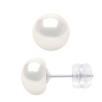 Ateliers Saint Germain Oorbellen Wit Goud - Echte Gecultiveerde Zoetwaterparels Knop 8-9 mm