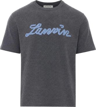 Lanvin T-shirt in cotone ricamato - - Tops - Uomo - Grigio - L