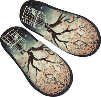 Generic Shoes Tree With Birdcage Reusable Slippers Faux Fur Sliders For Hotel Bedroom Trip L