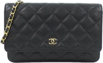 Chanel Grained Calfskin Chain/Shoulder Wallet (Pre-Owned)
