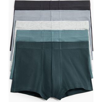 H&M 5-pack short cotton boxer shorts in Teal/dark Gray at Nordstrom, Size X-Large