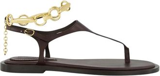 Zimmermann Wild Leder Espresso Sandaal - Dames - Sandalen - Bruin - 41 EU - Leer - Schoenen