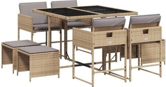 vidaXL Vidaxl - Set comedor de jardín 9 pzas con cojines ratán sintético beige