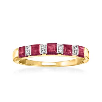 Ross-Simons Ruby Ring With Diamond Accents in 18kt Gold Over Sterling