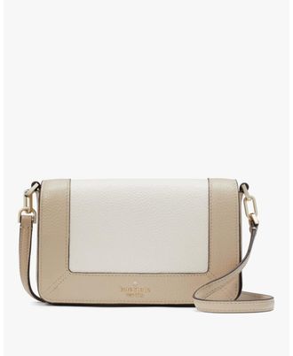 Kate Spade New York Womens Lena Colorblock Pebbled Leather Mini Flap Crossbody - Beige - One Size