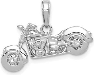 Diamond2Deal 14K Gold Polished and Textured 3-D Motorcycle Pendant