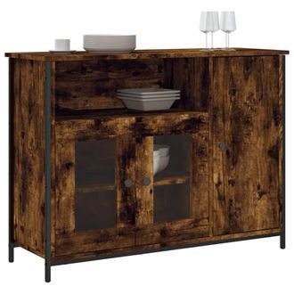 Berkfield Home Sideboard Smoked Oak 100x35x75 cm Engineered Wood in Brown | Size: 100 x 35 x 75 cm