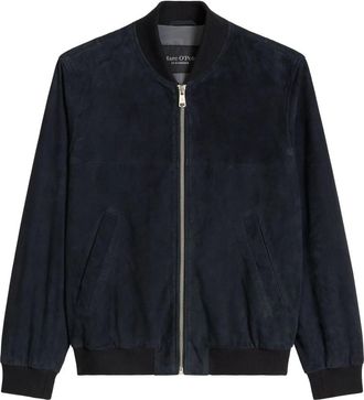 Marc O'Polo Blouson Jack met Leer - Heren - Bomber jackets - Blauw - L - Leer - Jassen