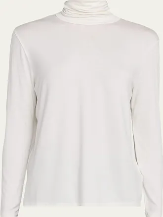 Majestic Filatures Soft Touch Pleated Long-Sleeve Turtleneck