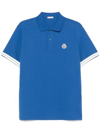Moncler logo piquet polo shirt - men - Cotton - S - Blue