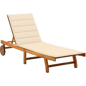vidaXL Vidaxl - Lettino Prendisole da Giardino con Cuscino Massello di Acacia