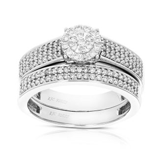 Vir Jewels 1/2 cttw Round Cut Lab Grown Diamond Bridal Set.925 Sterling Silver Prong Set