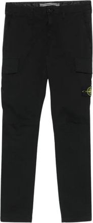 Stone Island Logo Patch Cargo Broek - Heren - Slim Fit Broeken - Zwart - W33 - Katoen - Broeken