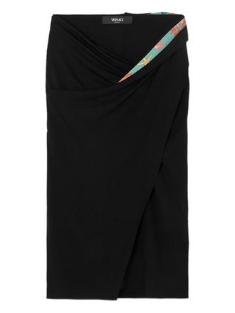 Versace Underwater Barocco draped midi skirt - Black
