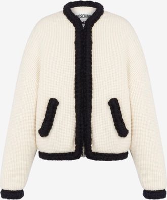 Moschino Giacca corta in lambswool superfine - Bianco