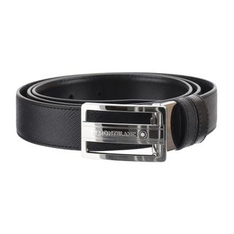 Montblanc Montblanc, Accessoires, Heren, Zwart, ONE Size, Leer, Leren Riem met Dubbelzijdig Draagvlak