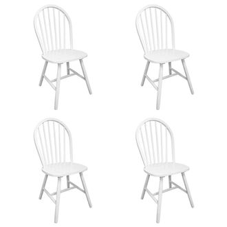 vidaXL Vidaxl - Sillas De Comedor 4 Unidades Madera Maciza De Caucho Blanco
