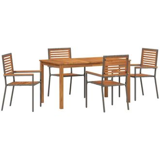 vidaXL Conjunto De Comedor De Jard&iacute;n 5 Pcs Gris Polirat&aacute;n Vidaxl