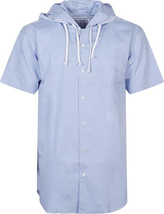 Comme Des Gar&ccedil;ons Blue Striped Hooded Cotton Shirt