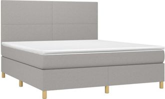 vidaXL Vidaxl - Cama Box Spring Colch&oacute;n Y Luces Led Tela Gris Claro 180x200 Cm
