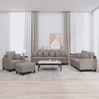 vidaXL Juego De Sof&aacute;s Con Cojines 4 Piezas Tela Gris Taupe Vidaxl