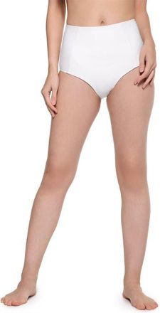 Coolibar Womens High Rise Swim Bottoms - UPF 50+ Sun Protection - Ocean Sculpt in White at Nordstrom, Size X-Large