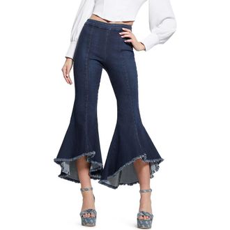 Guess Sofia 1981 Frayed Ankle Flare Jeans in Blue at Nordstrom, Size 27 X 27