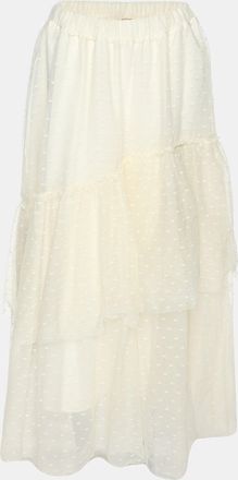 Twin-Set Twinset Cream Tulle Pleated Midi Skirt