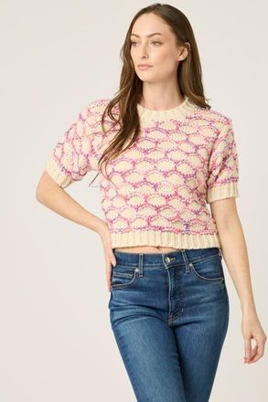 BTB Los Angeles LOLA CROP SWEATER in Magenta Multi at Nordstrom, Size X-Small