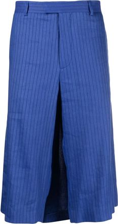 Moschino stripe-pattern knee-length shorts - men - Linen/Flax/Viscose/Elastane/Other Materials - 56 - Blue