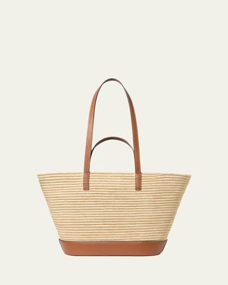 Loeffler Randall Granger Leather-Trim Raffia Tote Bag