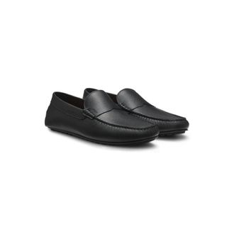BOSS Tumbled-leather loafers with driver sole