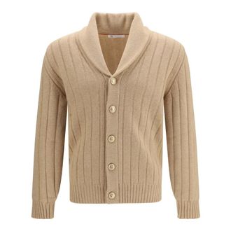 Brunello Cucinelli Cardigan in Cashmere a Coste - - Knitwear - Uomo - Marrone - M